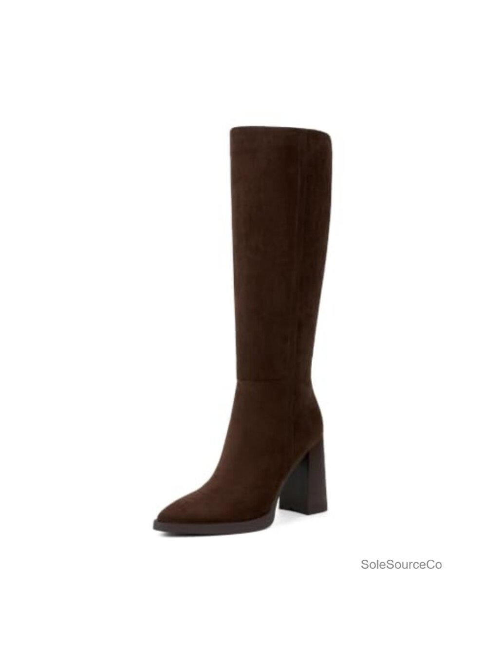 Women's Knee High Boots Pointed Toe Chunky Heel Platform Tall Boots